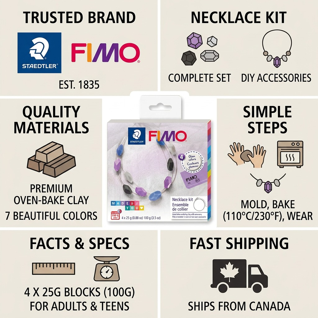 FIMO – Coffret DIY pour collier, réf. 8025DIY8 — caractéristiques illustrées