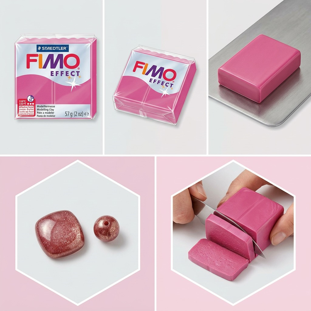 FIMO Effect – Pâte quartz rubis 57 g, réf. 8020-286 — vue du produit sur fond clair
