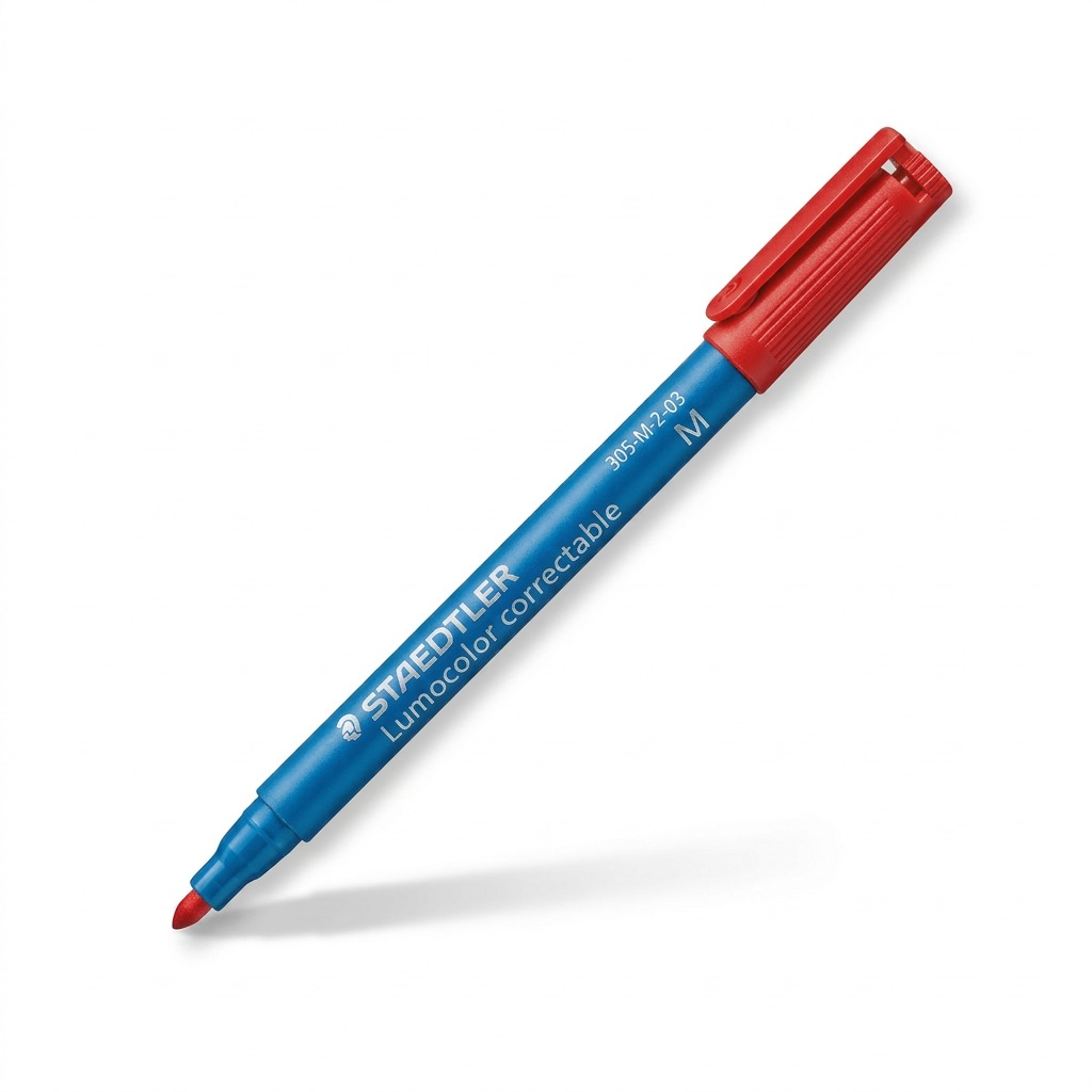 STAEDTLER Lumocolor – Marqueur rouge tableau blanc, pointe moyenne, réf. 305-M-2-03 — vue du produit sur fond clair