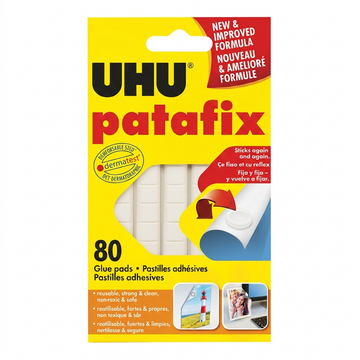 UHU Patafix – Pastilles adhésives, 50 pièces, réf. 9U-33820 — vue de l’emballage