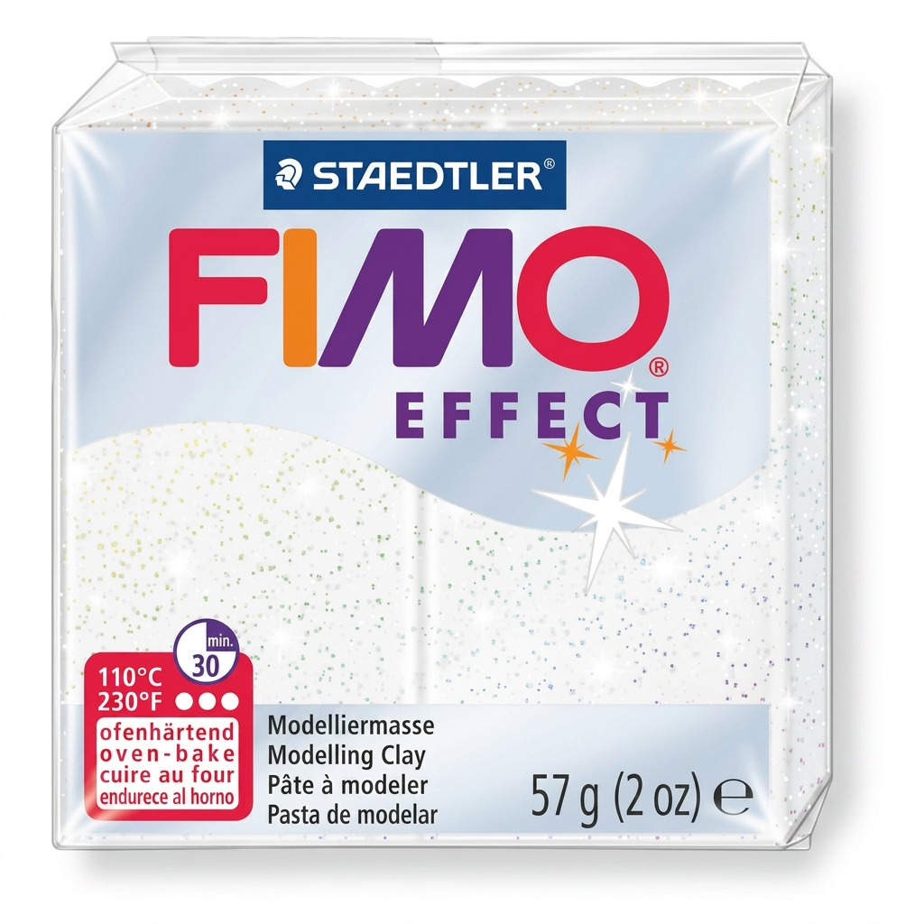 FIMO Effect – Pâte blanche pailletée 57 g, réf. 8020-052 — vue du produit sur fond clair