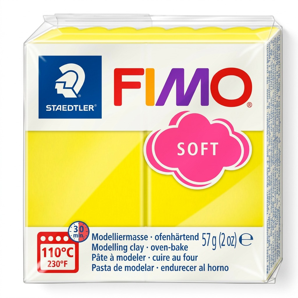 FIMO Soft – Pâte jaune citron 57 g, réf. 8020-10 — vue de l’emballage