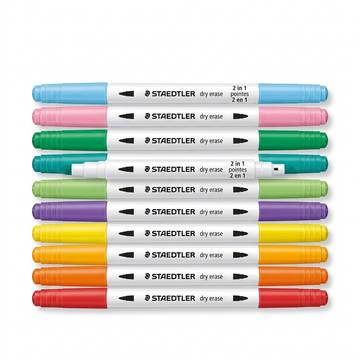 STAEDTLER 10 marqueurs effaçables à sec double pointe, réf. 3010TB10LU — vue du produit sur fond clair