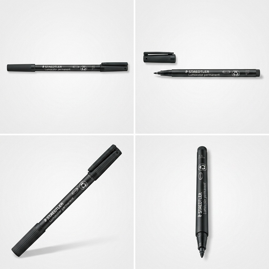 STAEDTLER Lumocolor – Marqueur permanent fin noir, réf. 318-9-10 — gros plan des détails