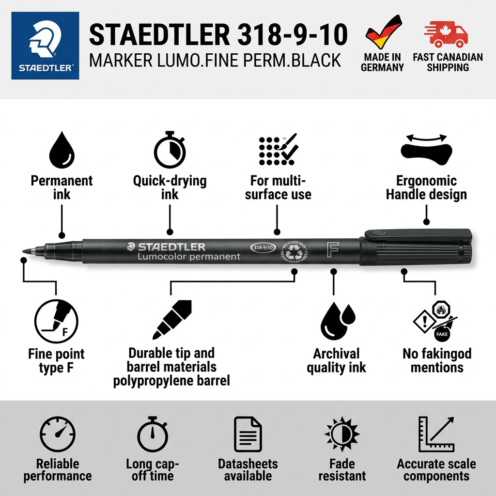 STAEDTLER Lumocolor – Marqueur permanent fin noir, réf. 318-9-10 — vue du produit 8