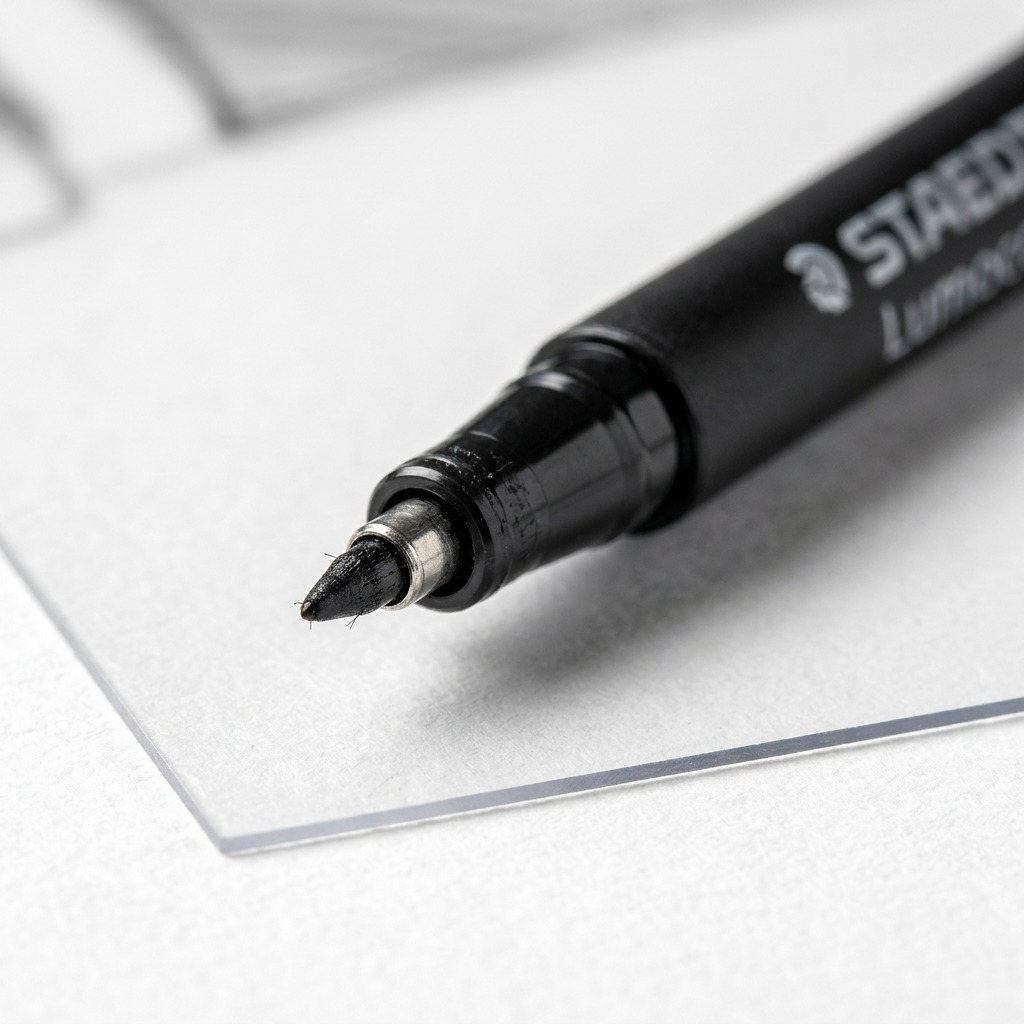 STAEDTLER Lumocolor – Marqueur permanent fin noir, réf. 318-9-10 — gros plan des détails