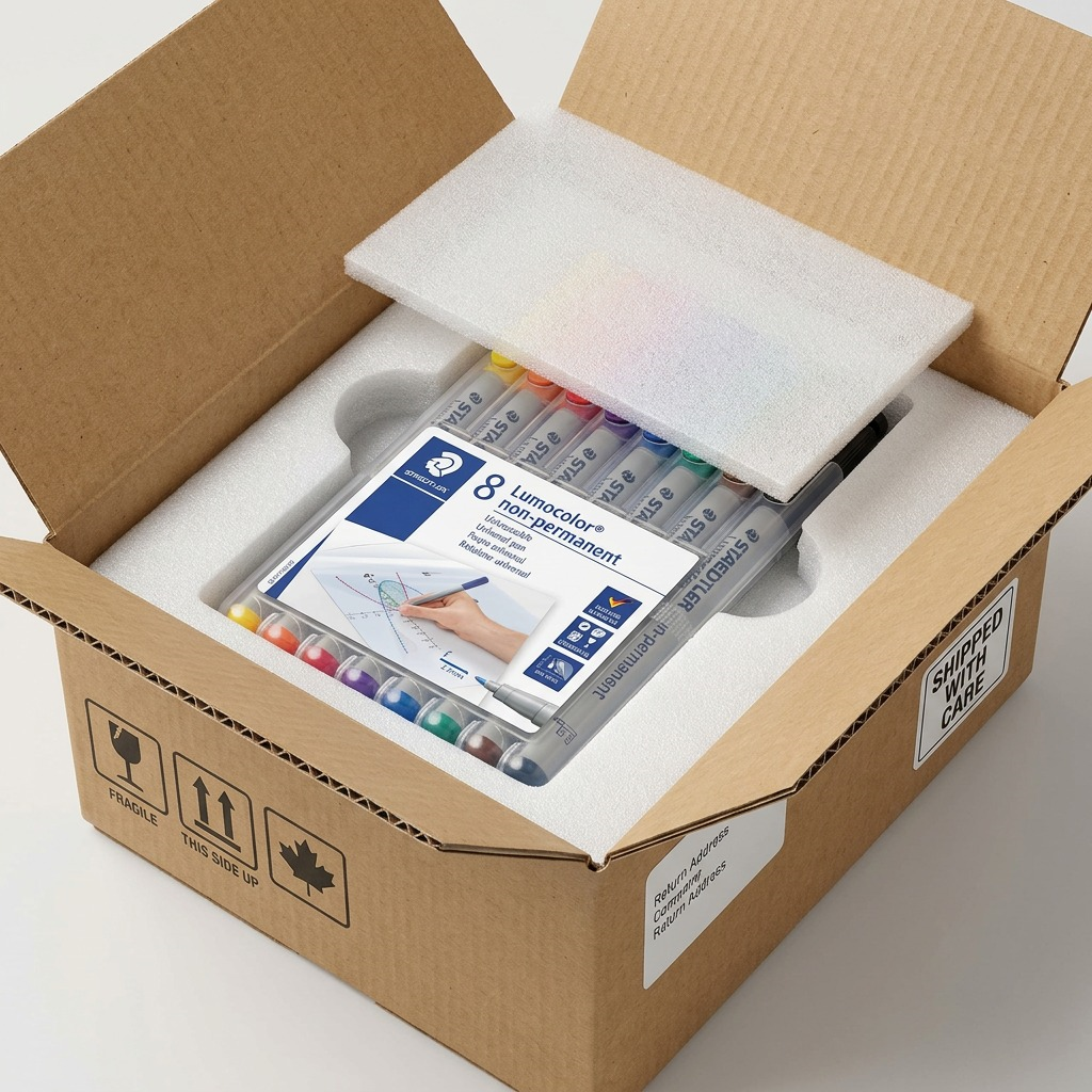 STAEDTLER Lumocolor – 8 marqueurs effaçables fin, réf. 316-WP8-10 — présentation de l’ensemble et de son emballage