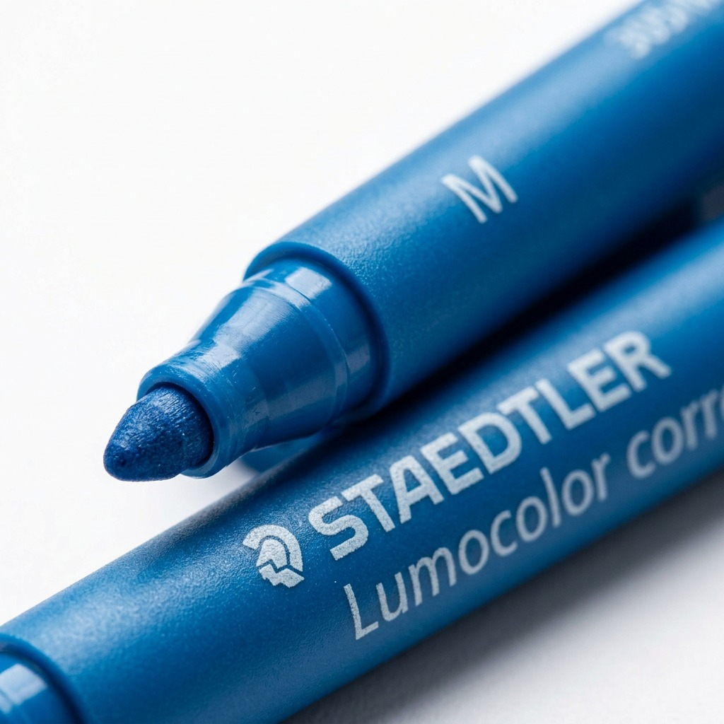 STAEDTLER Lumocolor – Marqueur rouge tableau blanc, pointe moyenne, réf. 305-M-2-03 — gros plan des détails