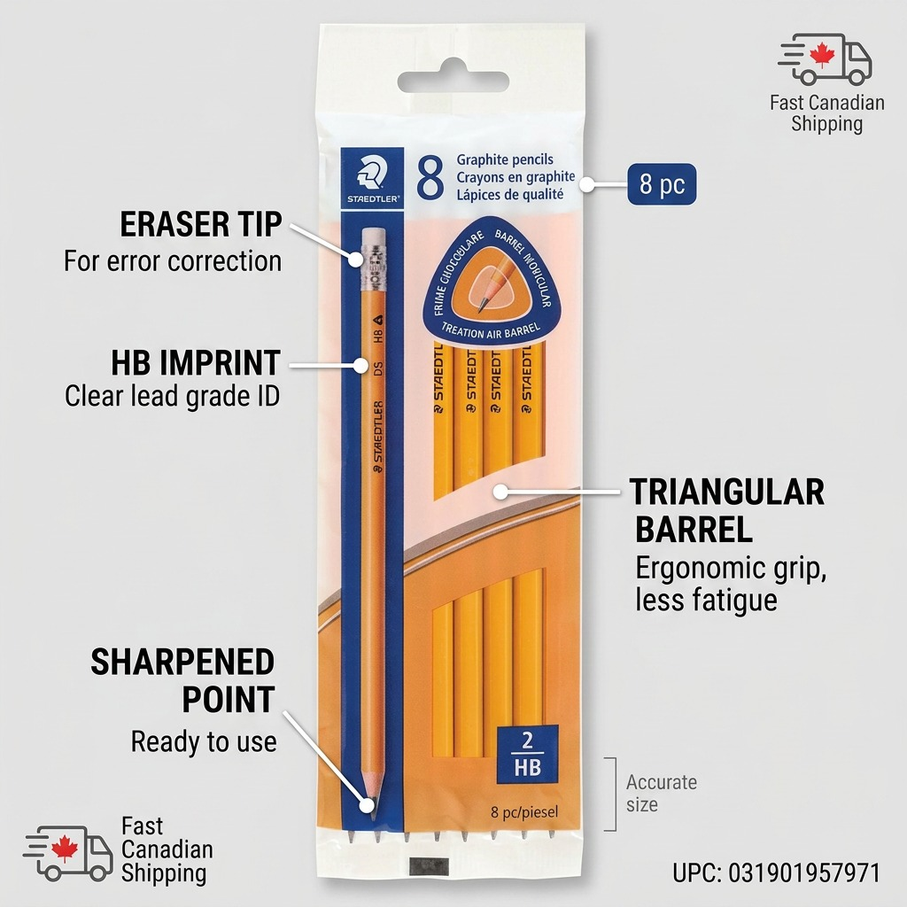 STAEDTLER 8 crayons HB triangulaires jaunes, réf. 173-C8A6 — vue du produit 6