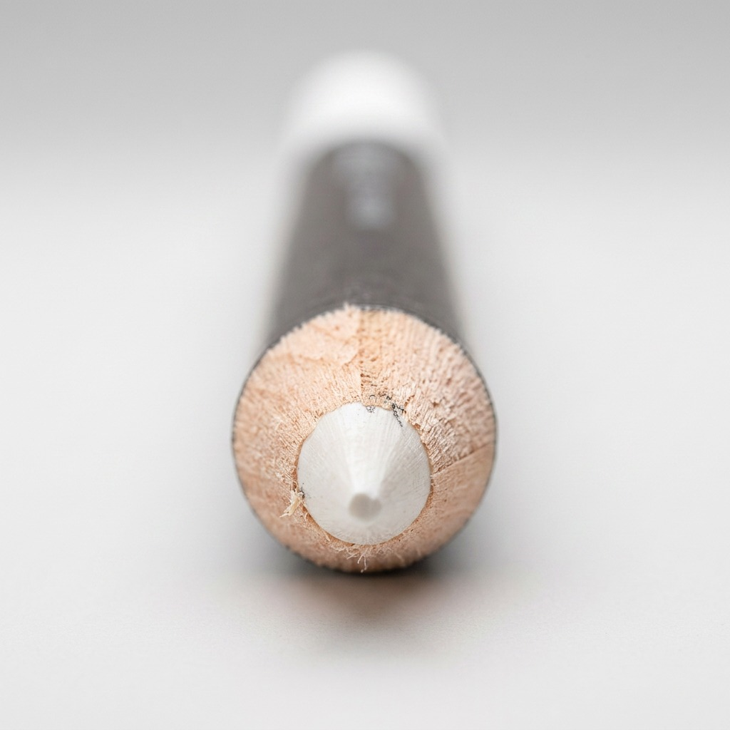A high-resolution, centered view of a white STAEDTLER Lumocolor permanent glasochrom dry marker pencil.