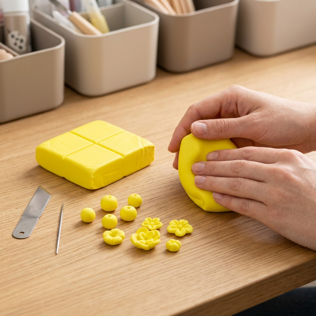FIMO Soft – Pâte jaune citron 57 g, réf. 8020-10 — exemple de présentation ou d’utilisation