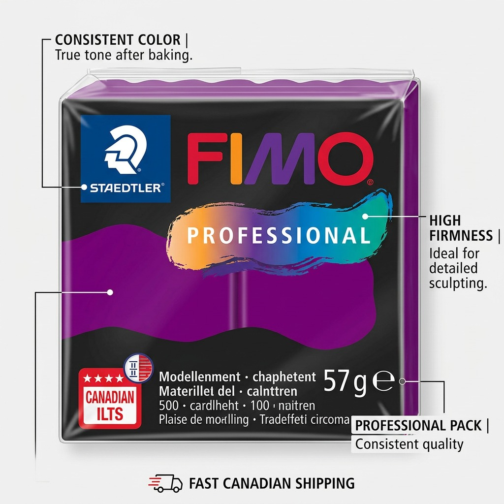 FIMO Professional – Pâte violette 57 g, réf. 8040-61 — caractéristiques illustrées
