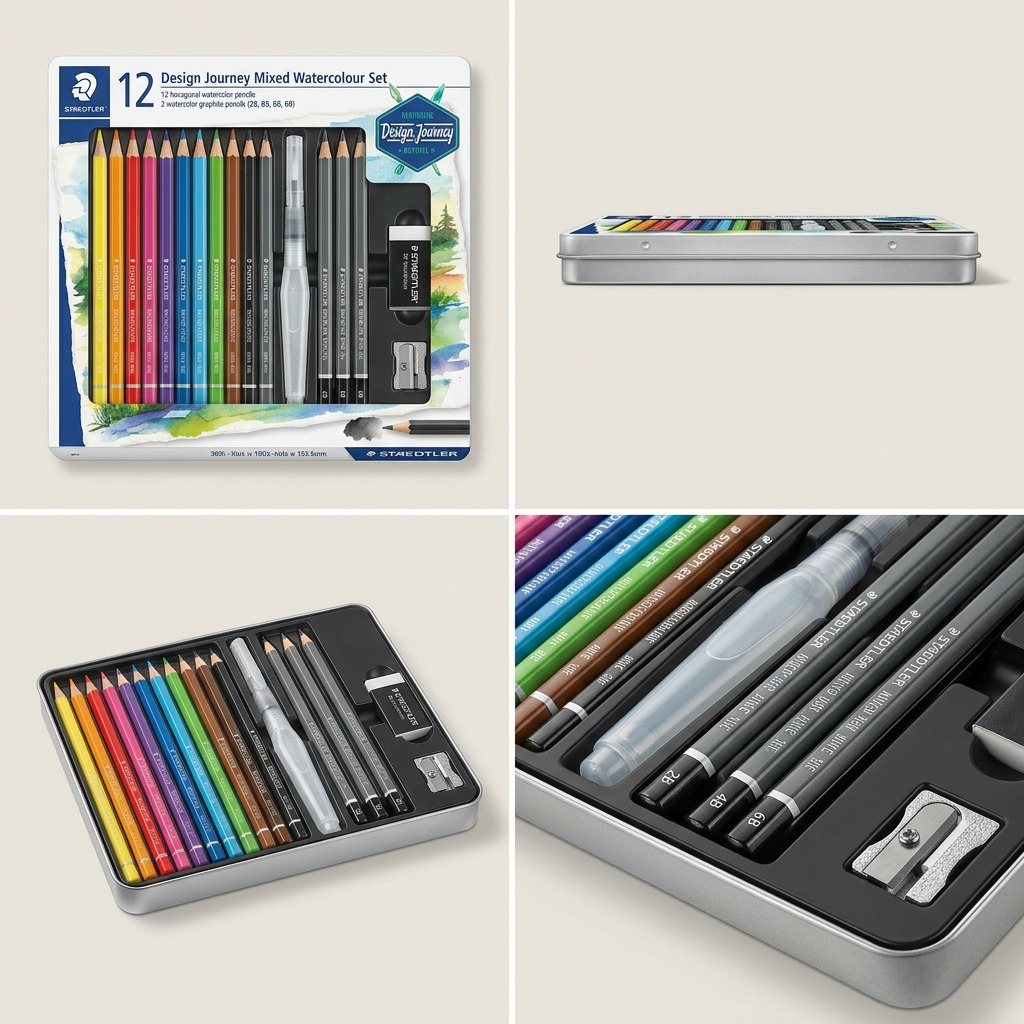 STAEDTLER – Lot mixte pour aquarelle, réf. 61-14610C — gros plan des détails