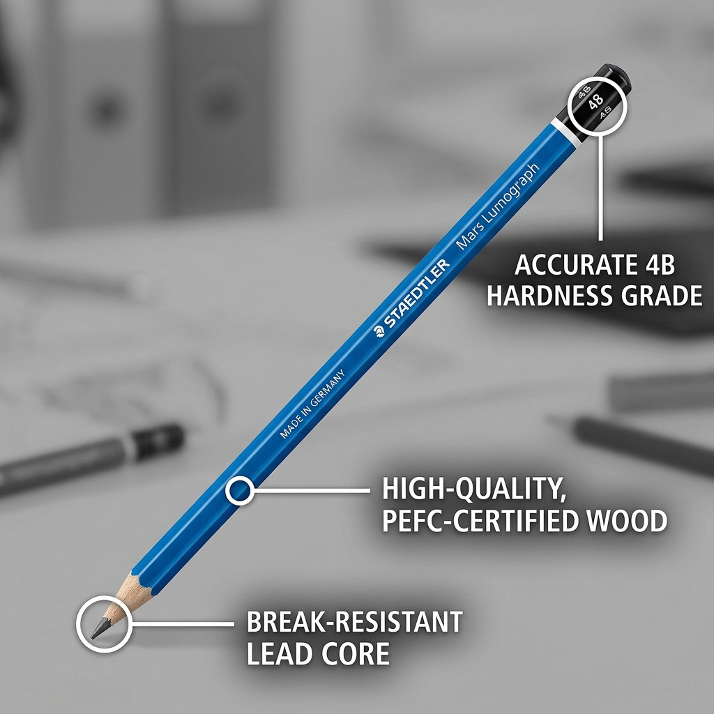 STAEDTLER Mars Lumograph – Crayon graphite 4B, réf. 100-4B-M — vue du produit 6