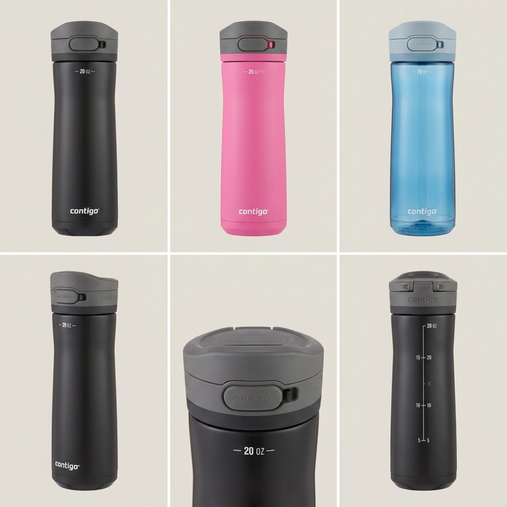 Contigo Jackson Chill 2.0 AUTOPOP – Bouteille d’eau isotherme 20 oz (591 ml), Licorice — infographie des caractéristiques, réf. 2148676