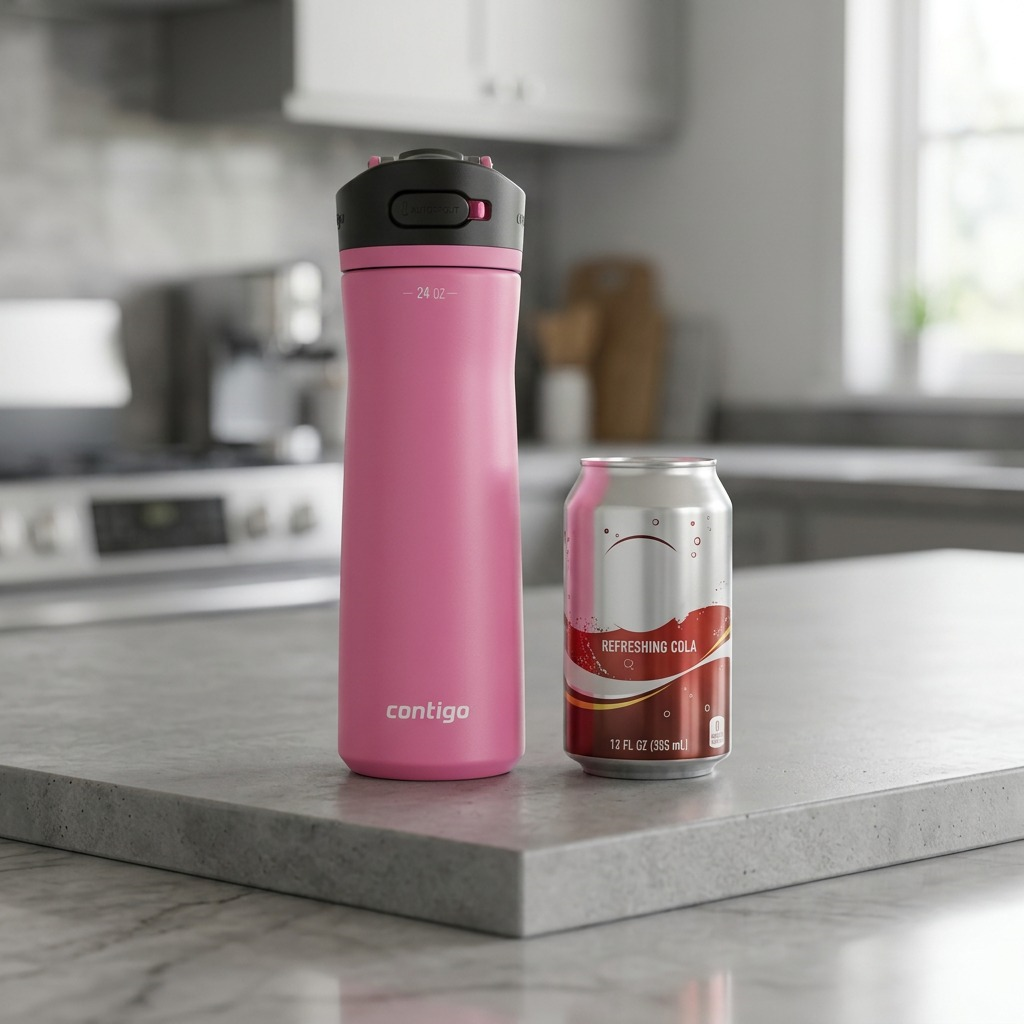 Pure hero shot of the 24 oz Contigo Ashland 2.0 water bottle in Azalea pink.