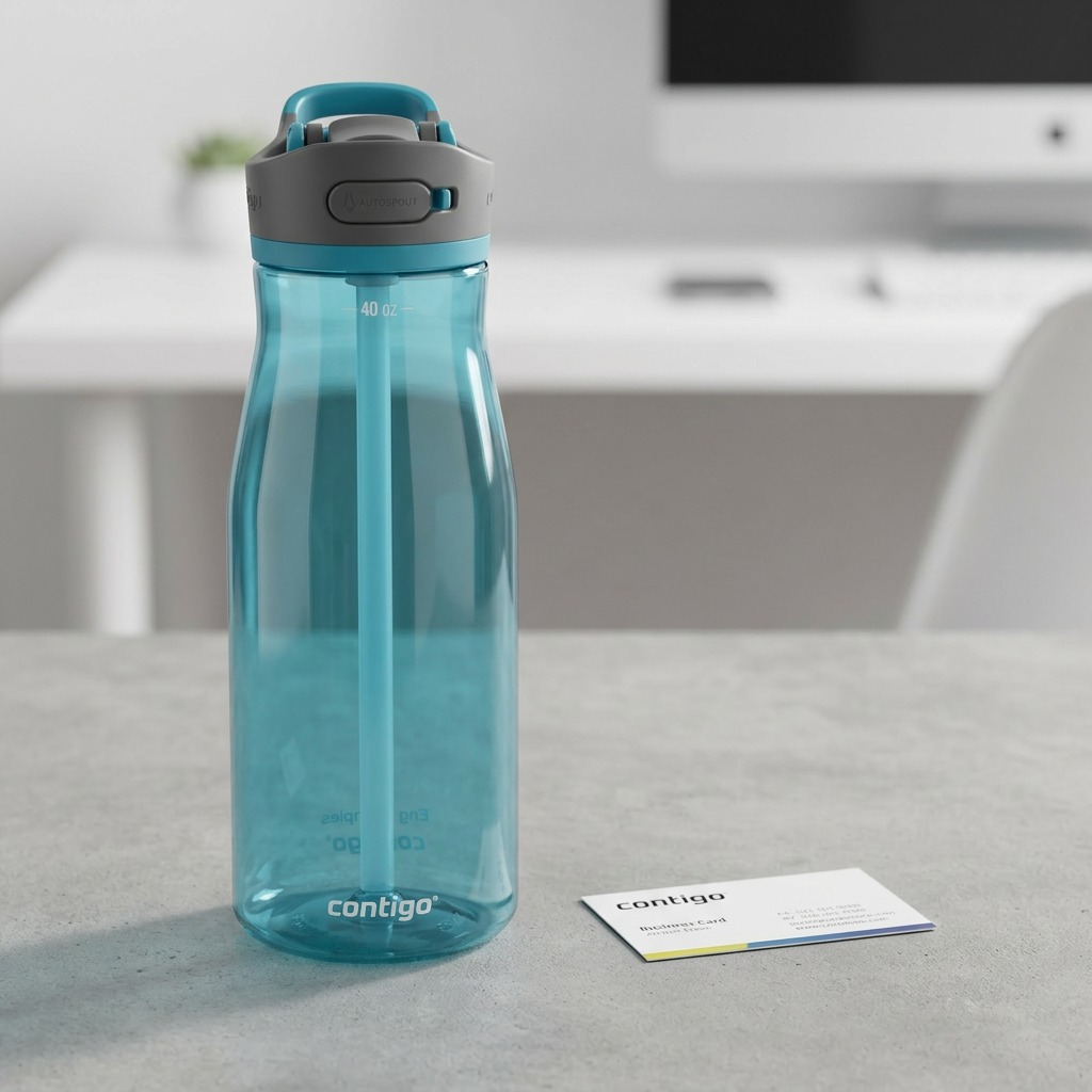 Pure hero shot of the Contigo 40 oz Autospout Ashland 2.0 water bottle in Juniper on white background.