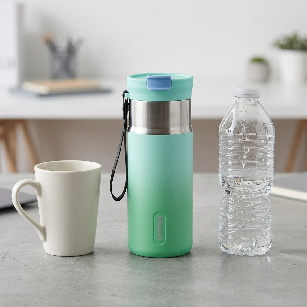 A high-resolution product shot of the Contigo 2234757 16oz Mint Spark Ombre dual sip water bottle on a white background.
