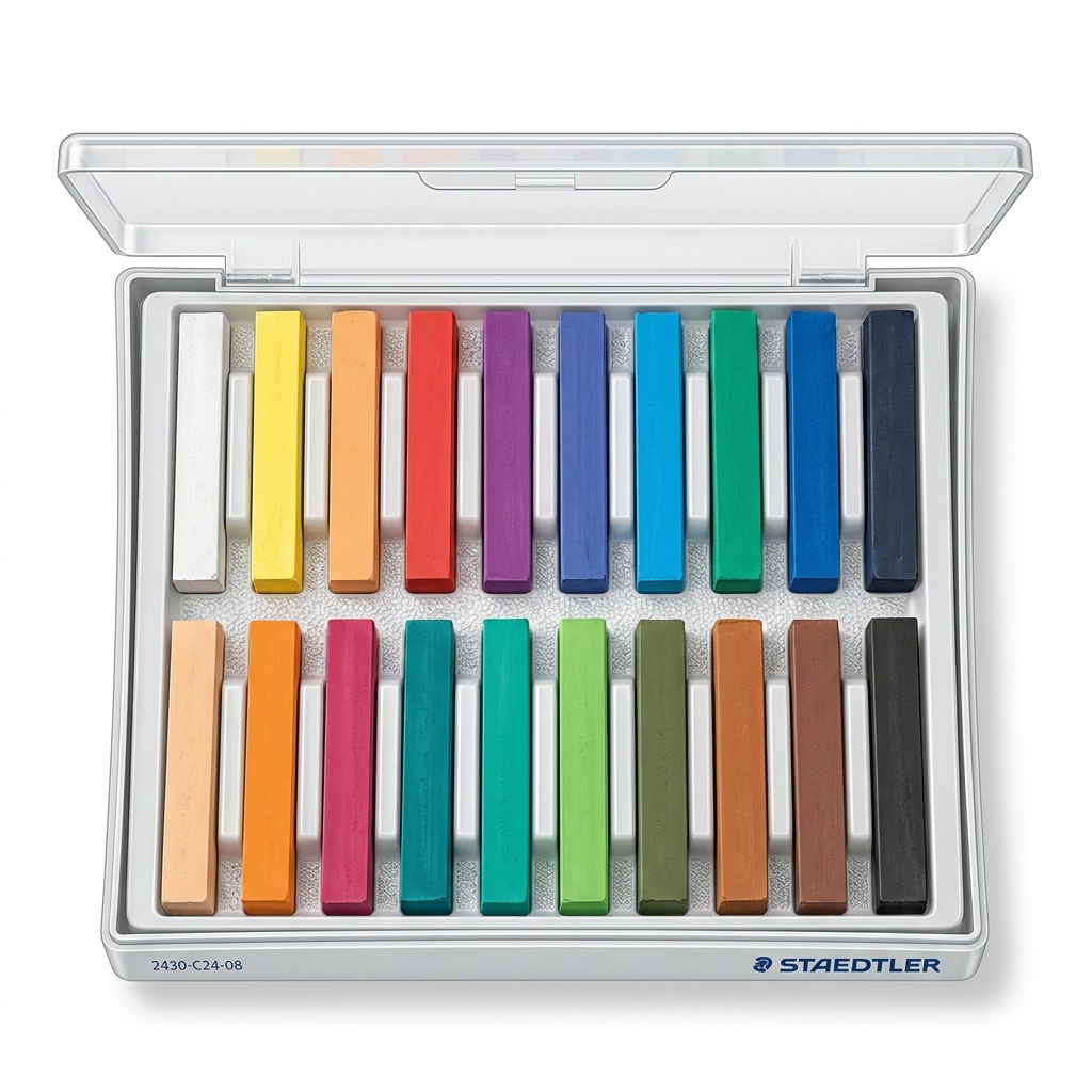 STAEDTLER 24 pastels secs assortis, réf. 2430-C24-08 — vue du produit sur fond clair
