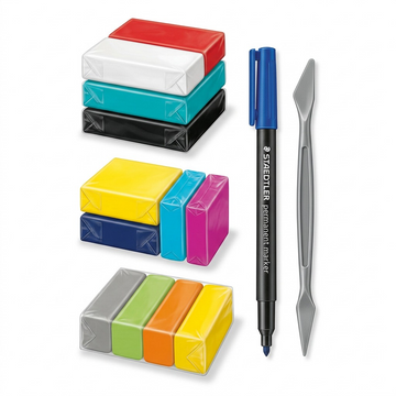 FIMO Soft Magical Creatures (Créatures magiques) – Coffret 12 couleurs avec marqueur et outil de modelage, réf. 8023-C14-M — vue de l’emballage