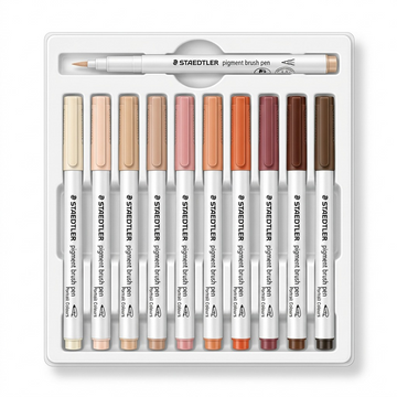 STAEDTLER Pigment Arts Brush – Lot de 12 couleurs portrait, réf. 371-C12-4-10-35 — vue sur fond clair