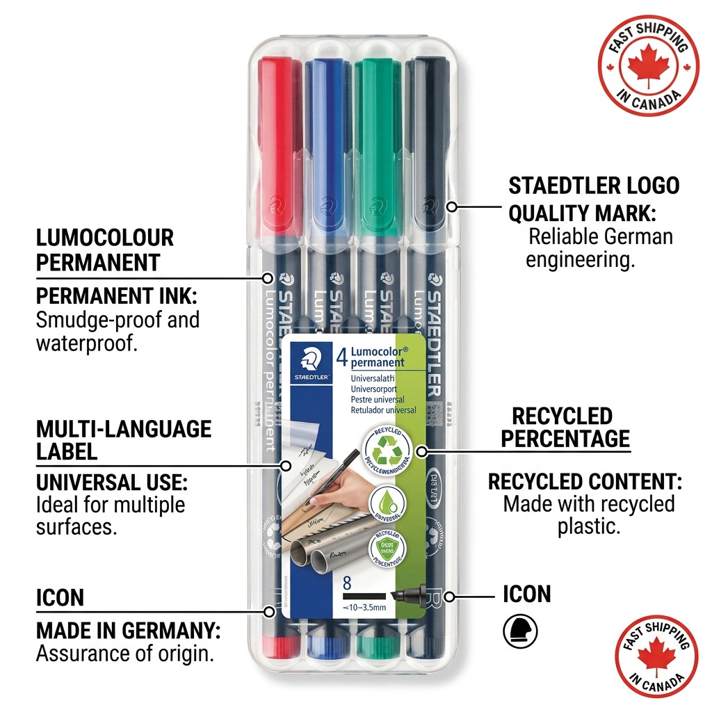 STAEDTLER Lumocolor – 4 marqueurs permanents universels, réf. 314-WP4-10 — vue du produit 6