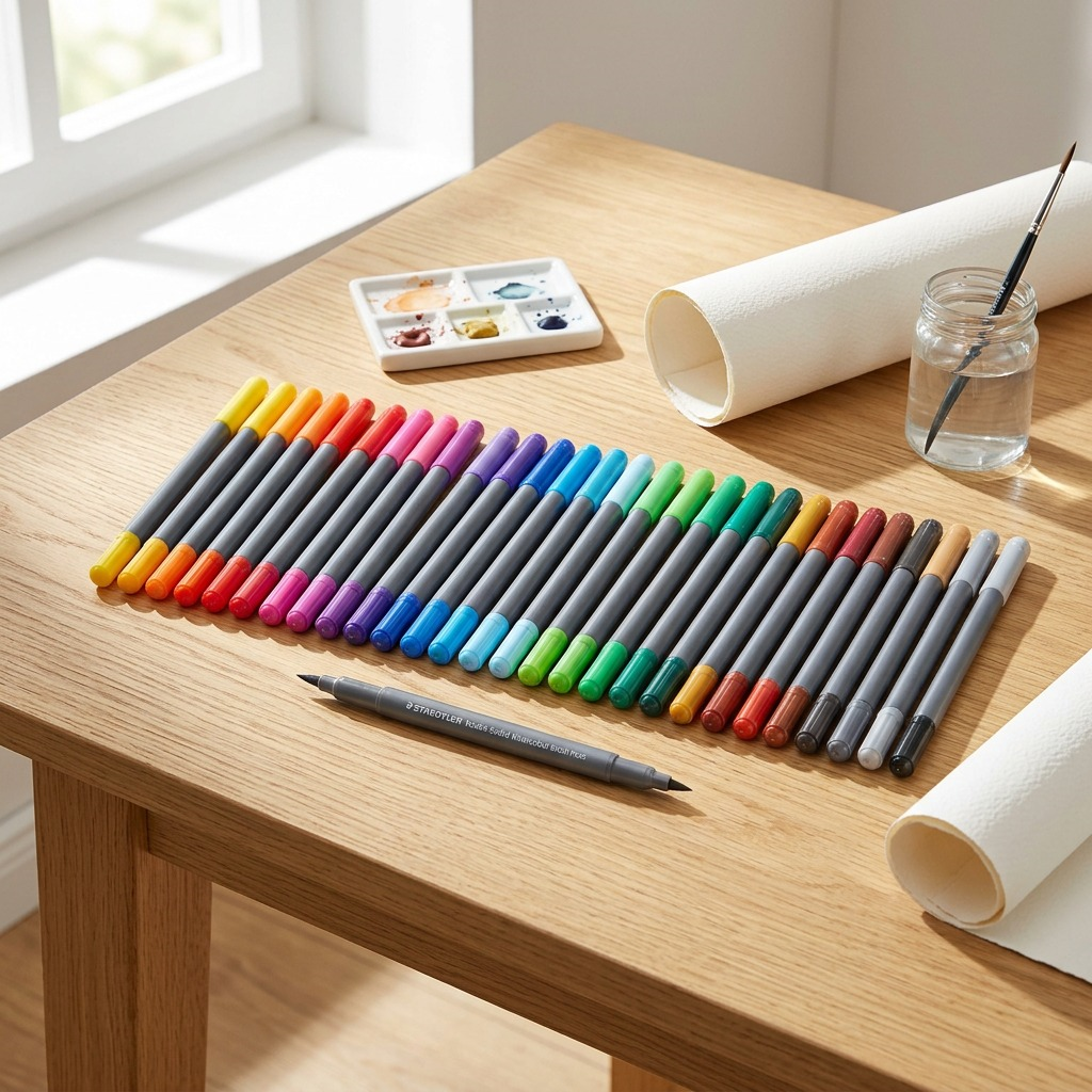 STAEDTLER 36 marqueurs aquarellables, réf. 3001-TB36-02 — présentation de l’ensemble et de son emballage