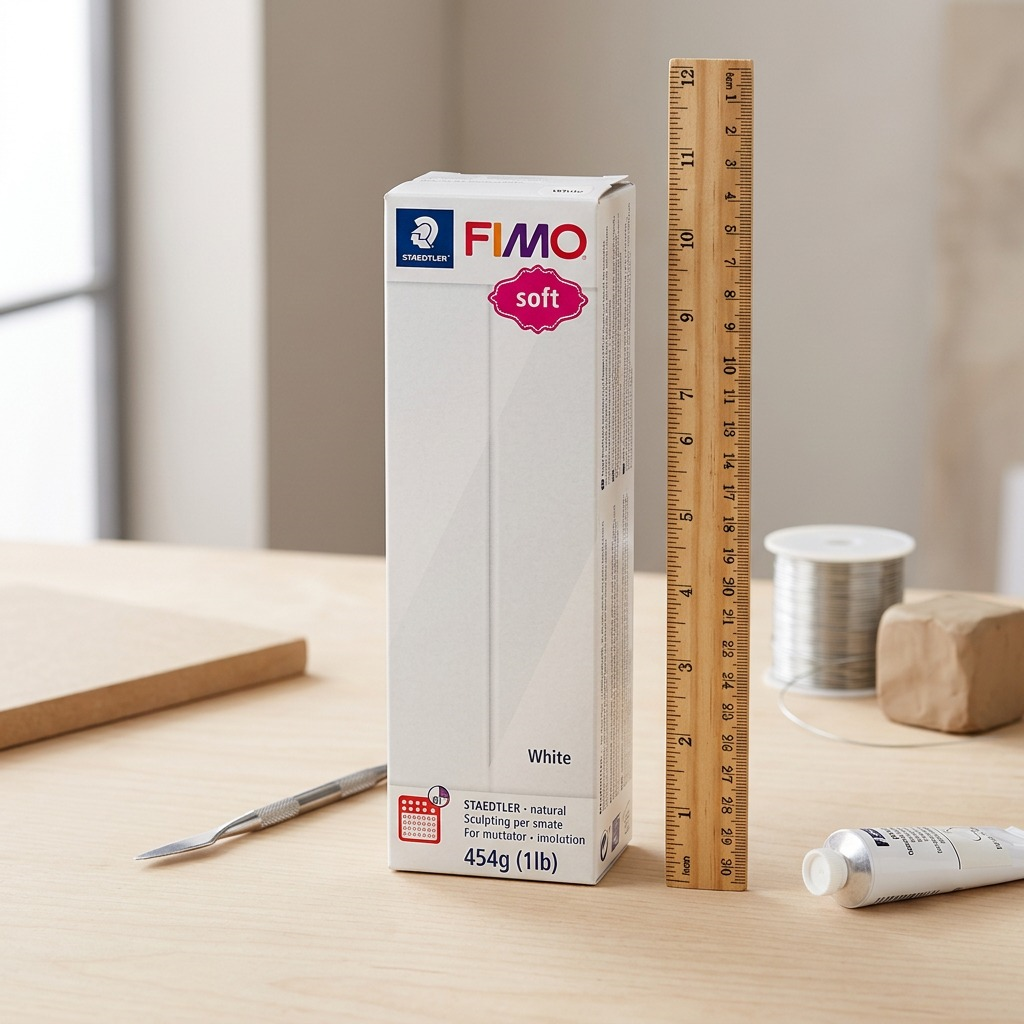 A high-resolution, centered view of the white STAEDTLER Fimo Soft 454g clay block on a pure white background.