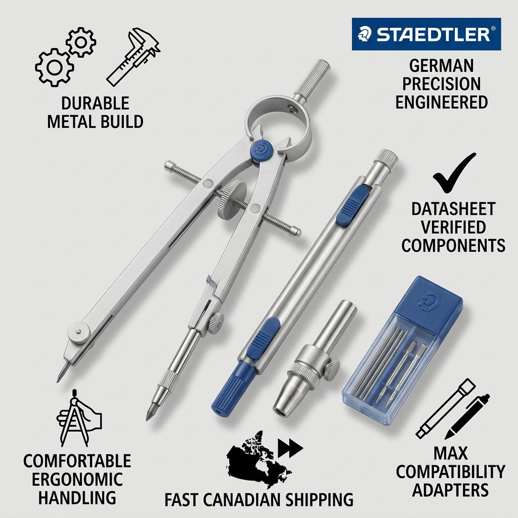STAEDTLER Mars 551 Comfort – Compas avec rallonge, réf. 551-02-02 — caractéristiques illustrées