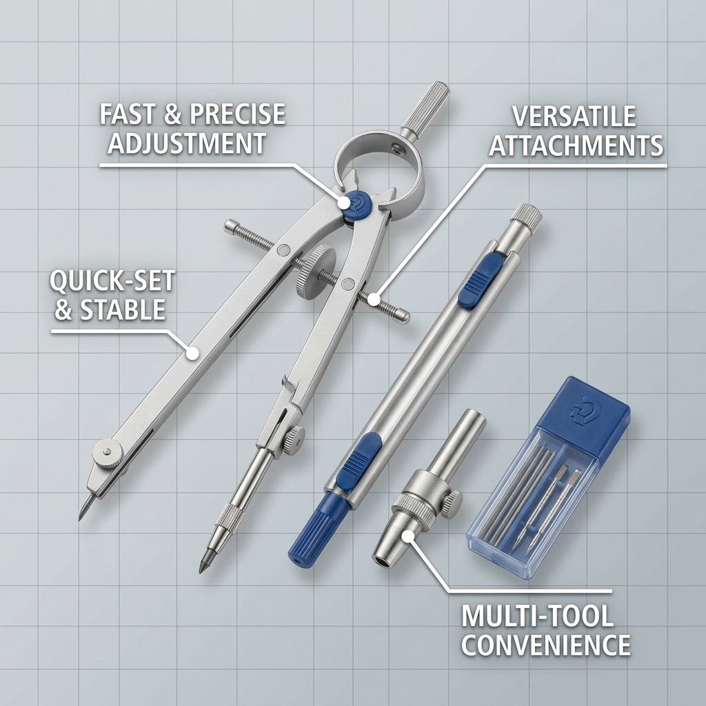 STAEDTLER Mars 551 Comfort – Compas avec rallonge, réf. 551-02-02 — caractéristiques illustrées