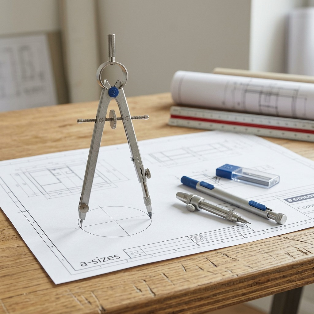 STAEDTLER Mars 551 Comfort – Compas avec rallonge, réf. 551-02-02 — vue en utilisation