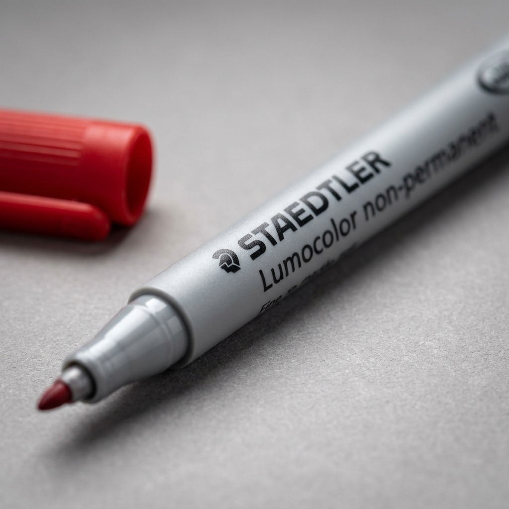 STAEDTLER Lumocolor – Marqueur rouge non permanent fin, réf. 316-2-10 — gros plan des détails