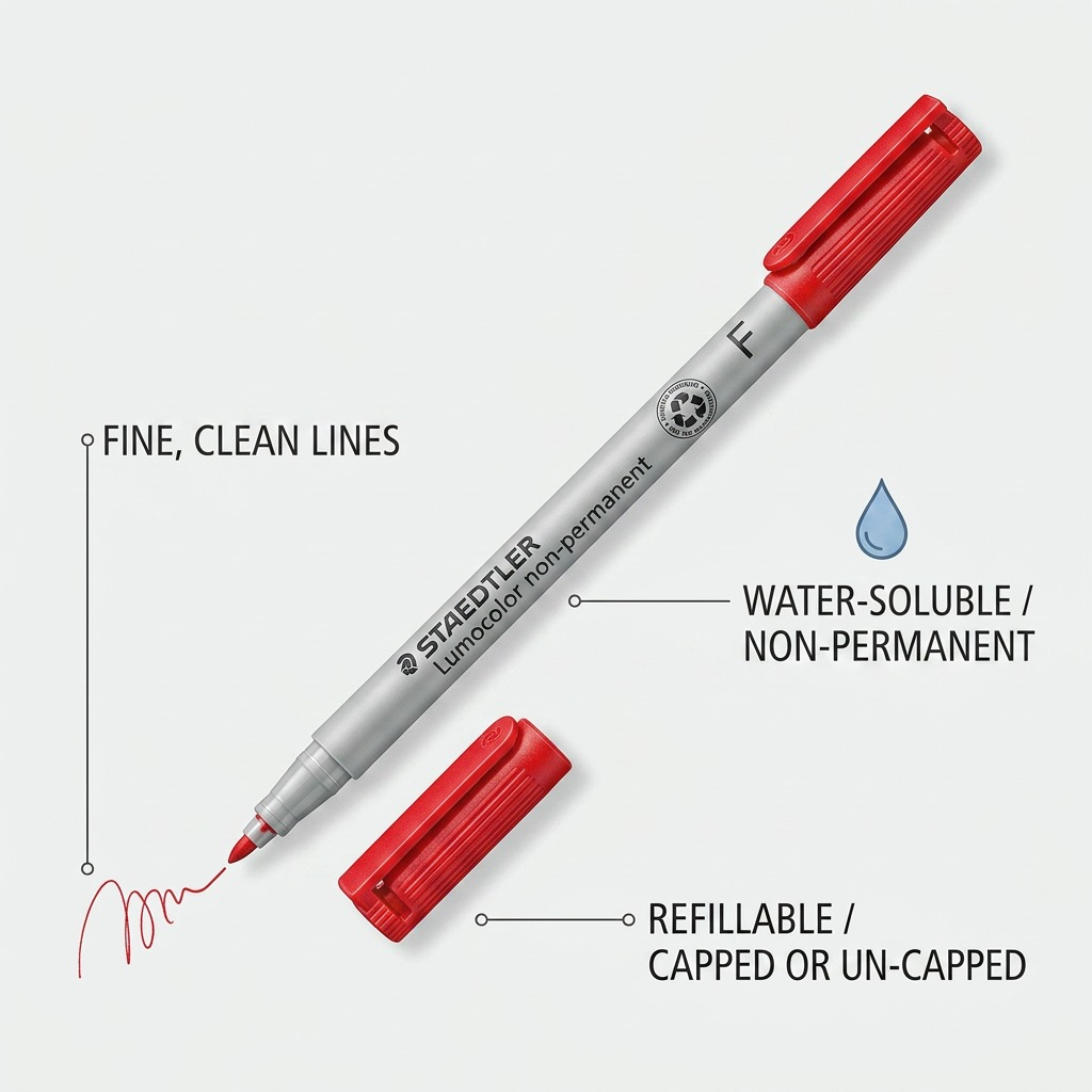 STAEDTLER Lumocolor – Marqueur rouge non permanent fin, réf. 316-2-10 — vue du produit 6
