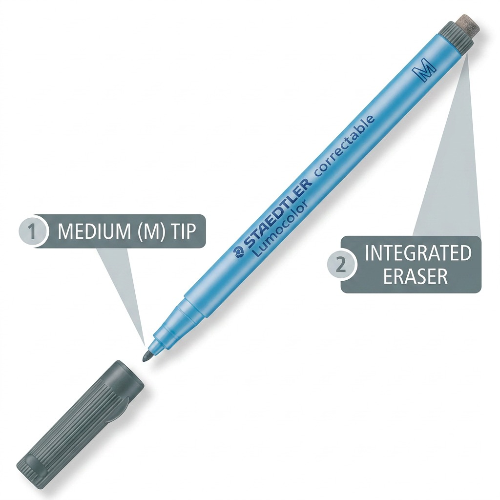 STAEDTLER Lumocolor – Marqueur noir tableau blanc moyen, réf. 305-M-9-03 — vue du produit 6