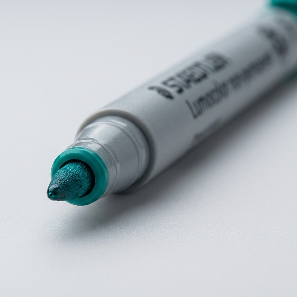 STAEDTLER Lumocolor – Marqueur vert non permanent fin, réf. 316-5-10 — gros plan des détails