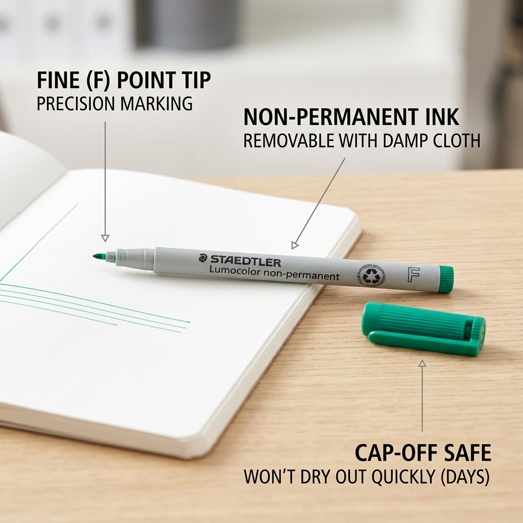STAEDTLER Lumocolor – Marqueur vert non permanent fin, réf. 316-5-10 — vue du produit 6