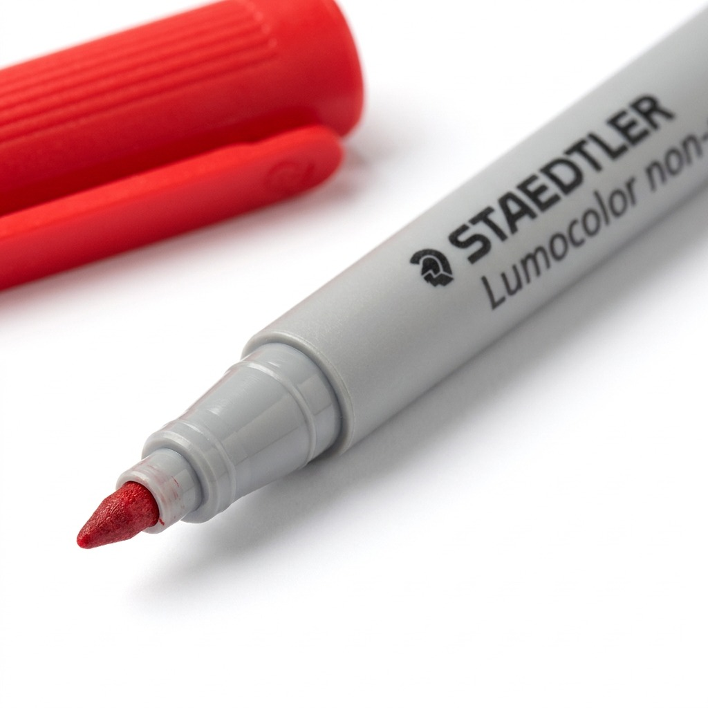 STAEDTLER Lumocolor – Marqueur permanent superfin rouge, réf. 311-2-10 — gros plan des détails