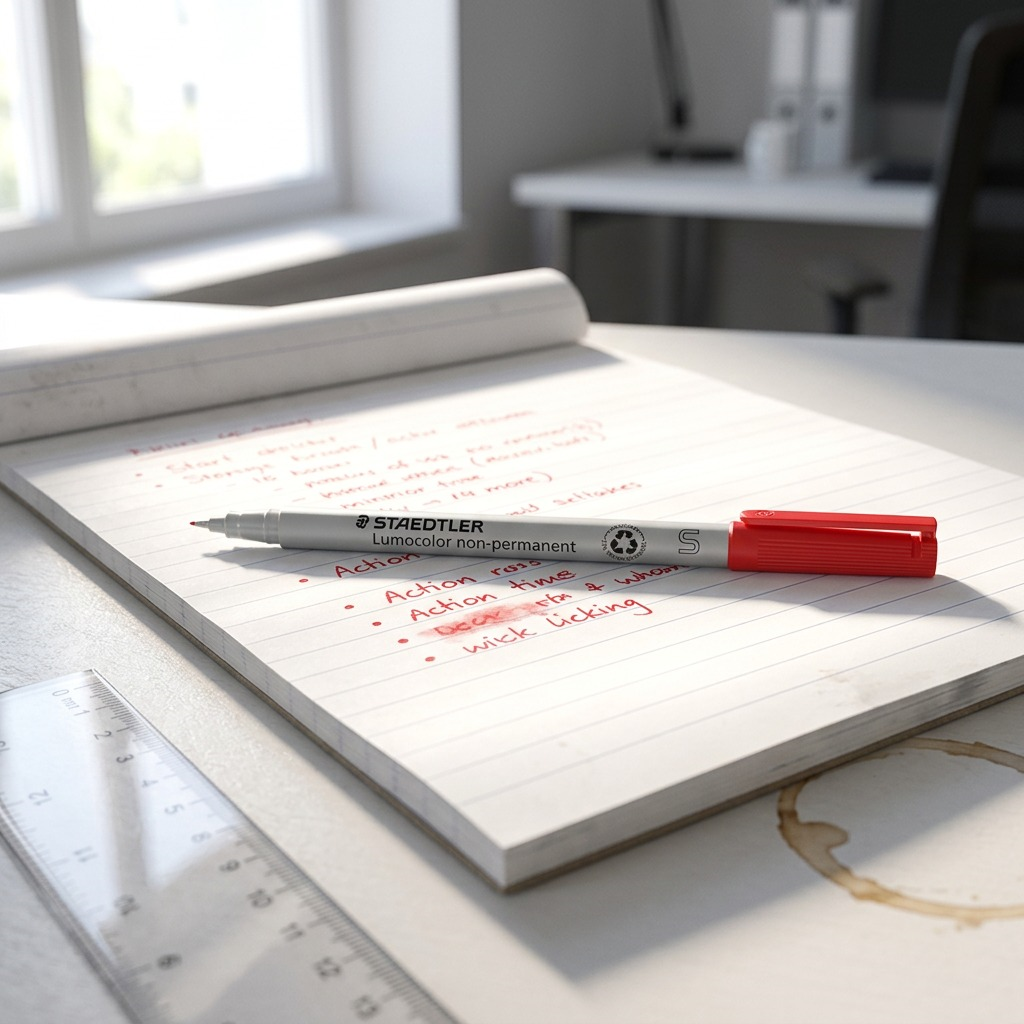 STAEDTLER Lumocolor – Marqueur permanent superfin rouge, réf. 311-2-10 — gros plan des détails
