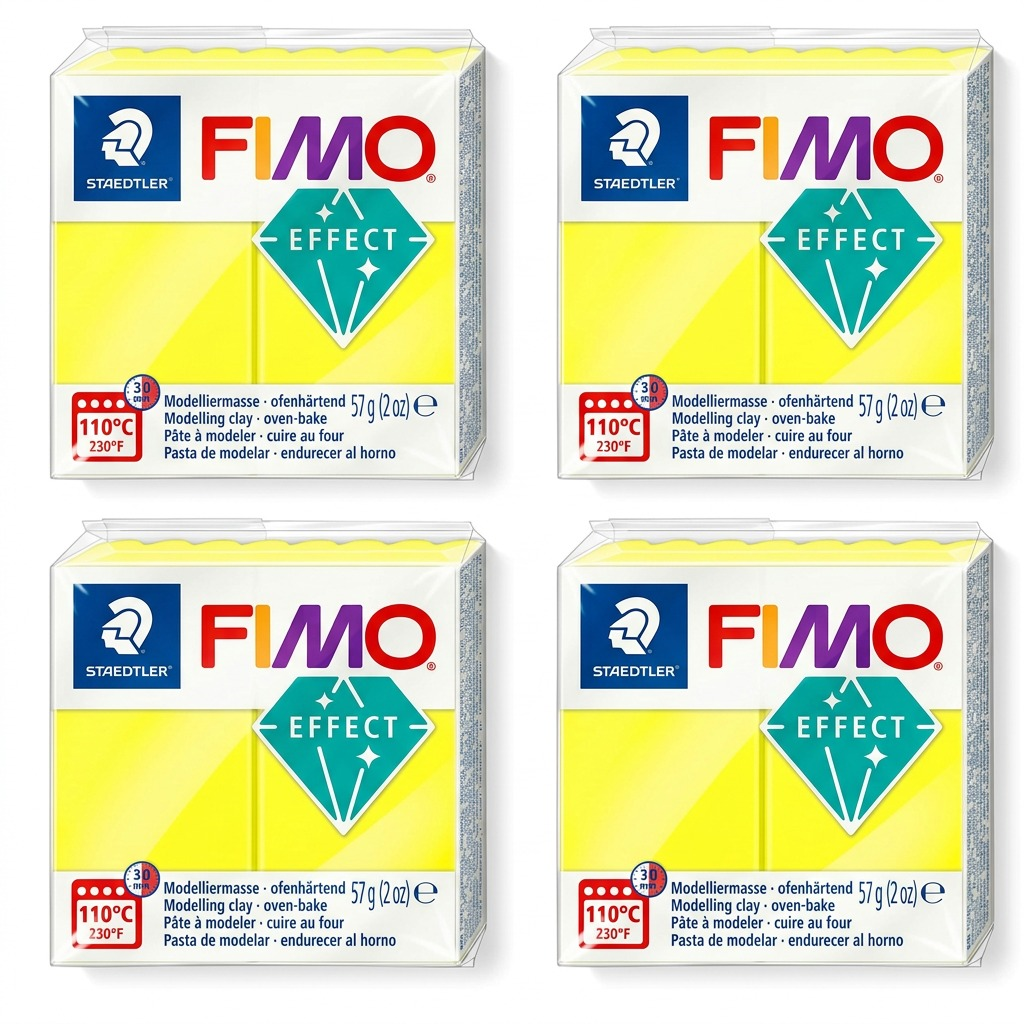 FIMO Effect Neon – Pâte jaune néon 57 g, réf. 8010-101 — vue du produit sur fond clair