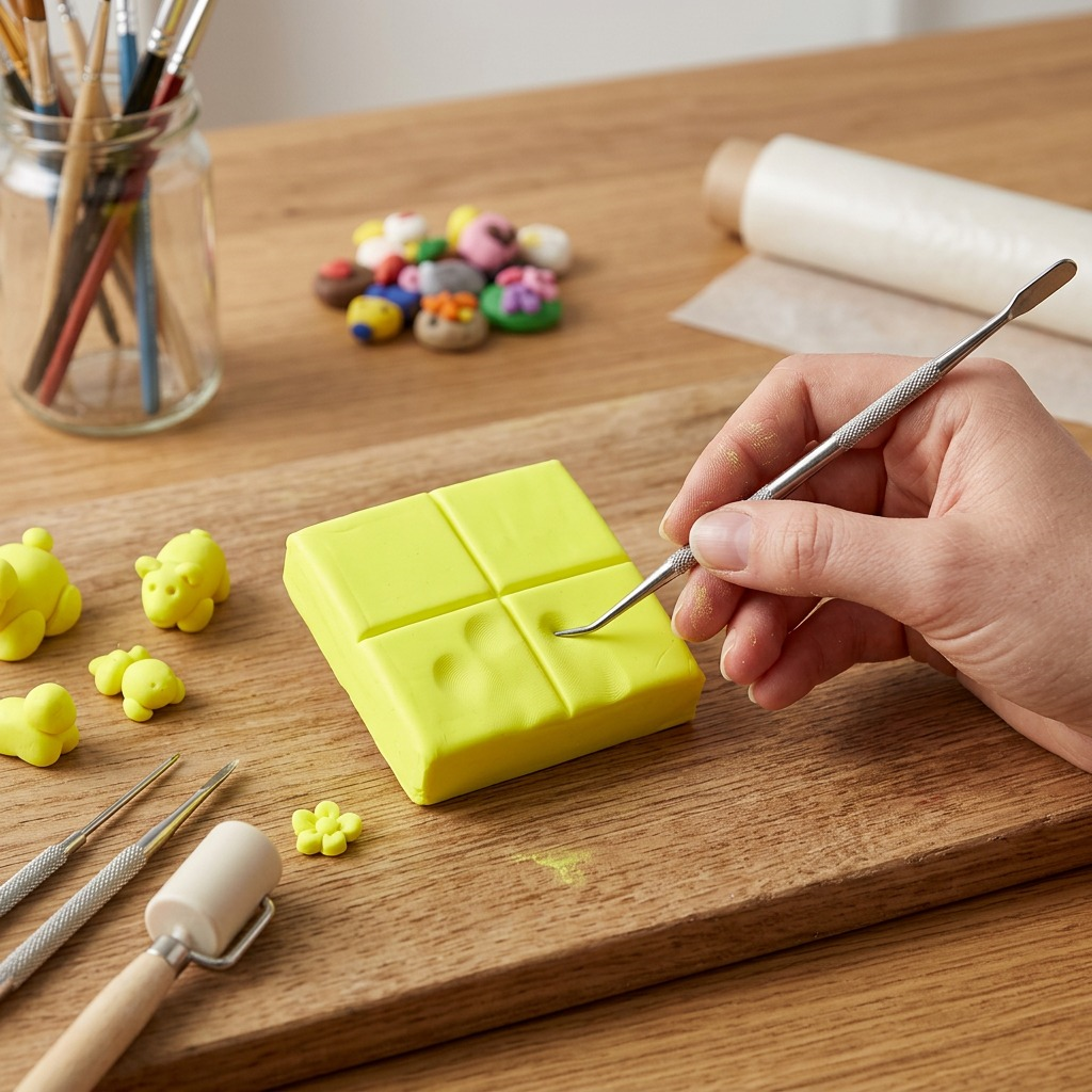 FIMO Effect Neon – Pâte jaune néon 57 g, réf. 8010-101 — vue rapprochée