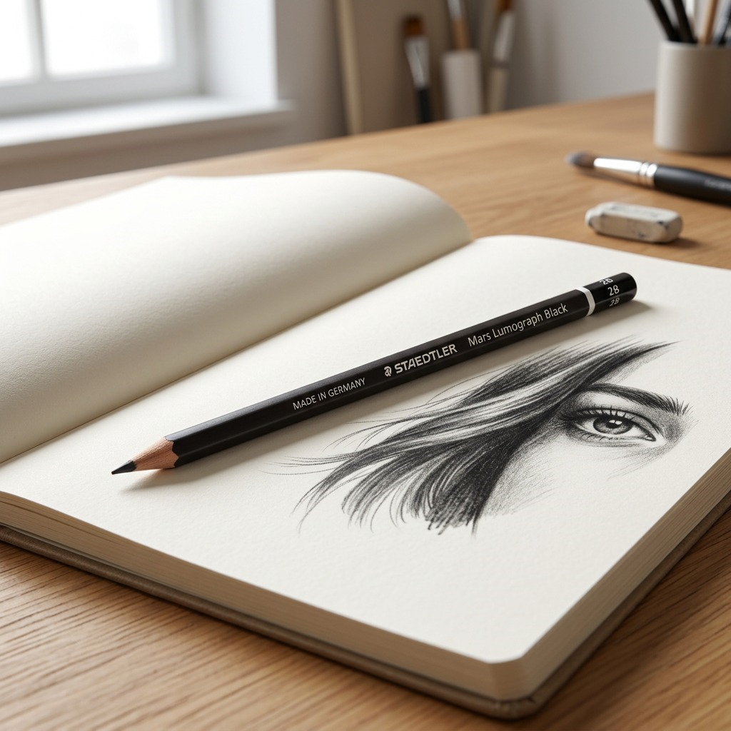 STAEDTLER Mars Lumograph – Crayon graphite 2B, réf. 100B-2B-M — gros plan des détails