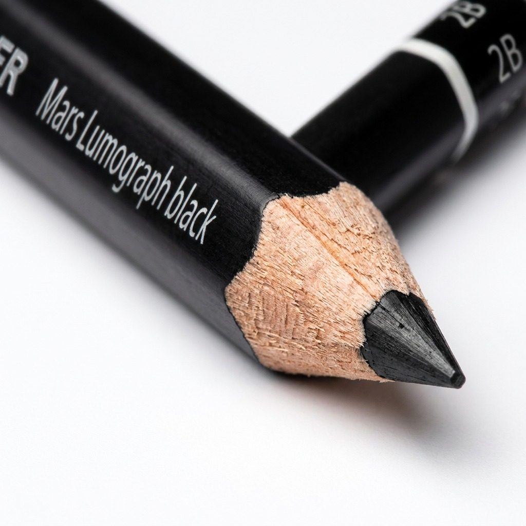STAEDTLER Mars Lumograph – Crayon graphite 2B, réf. 100B-2B-M — gros plan des détails