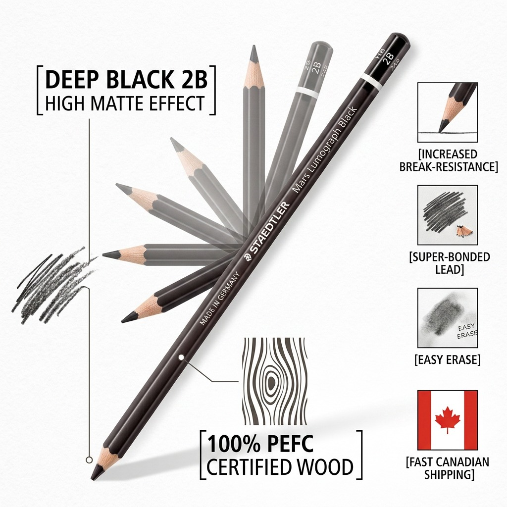 STAEDTLER Mars Lumograph – Crayon graphite 2B, réf. 100B-2B-M — vue du produit 6