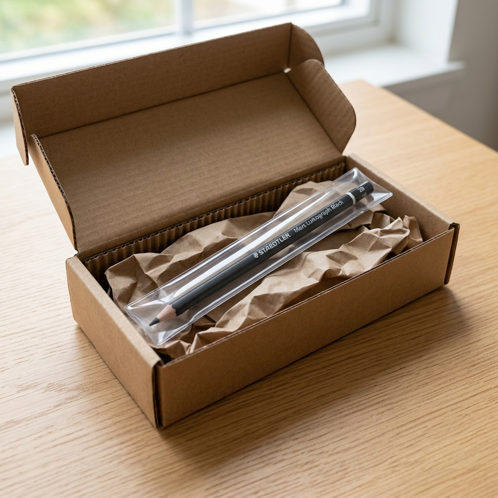STAEDTLER Mars Lumograph – Crayon graphite 2B, réf. 100B-2B-M — présentation de l’ensemble et de son emballage