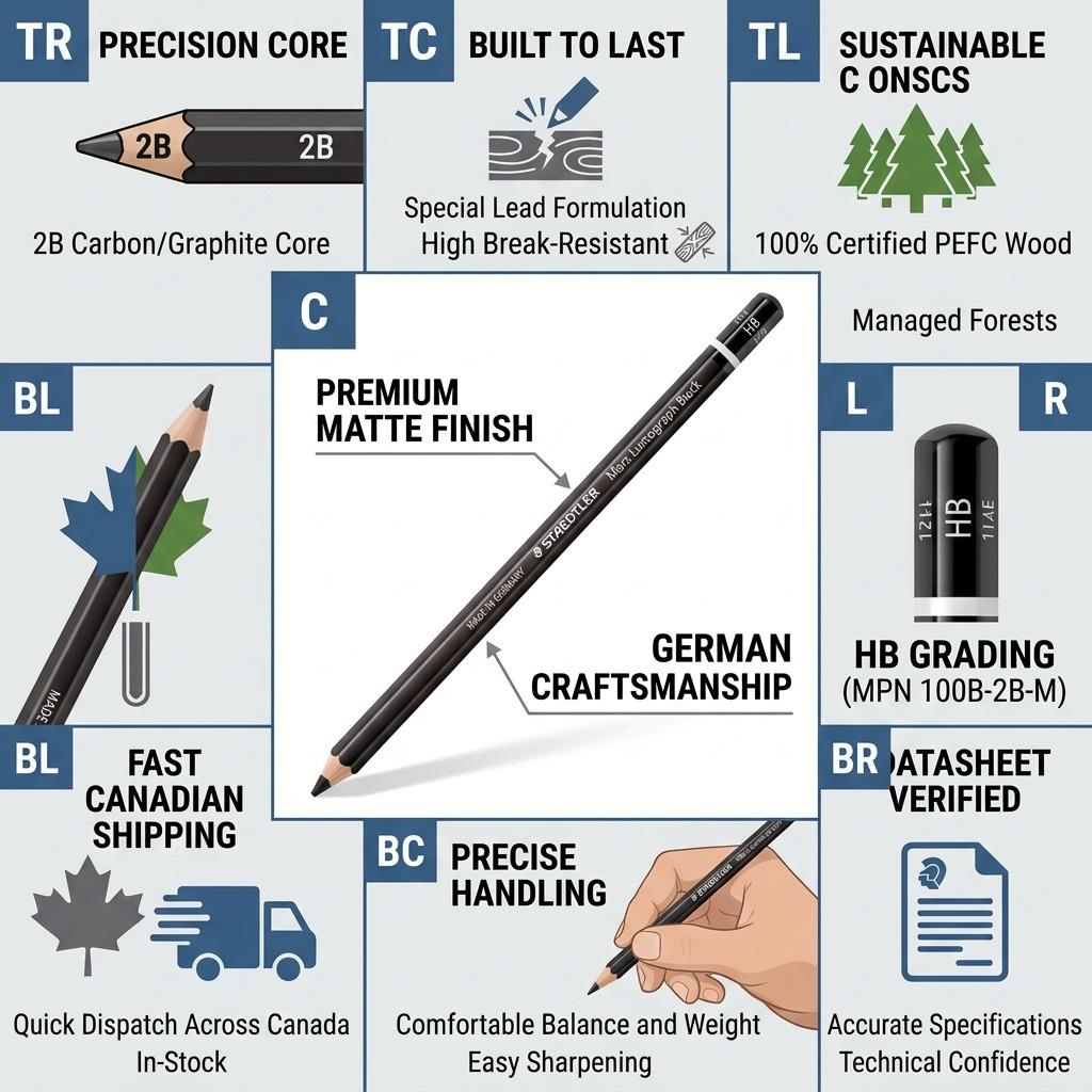 STAEDTLER Mars Lumograph – Crayon graphite 2B, réf. 100B-2B-M — vue du produit 8