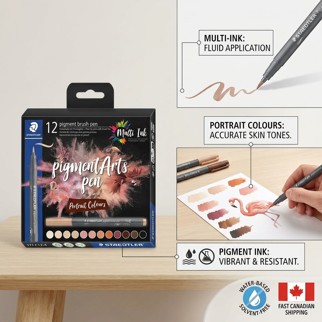 STAEDTLER Pigment Arts Brush – Lot de 12 couleurs portrait, réf. 371-C12-4-10-35 — vue 6