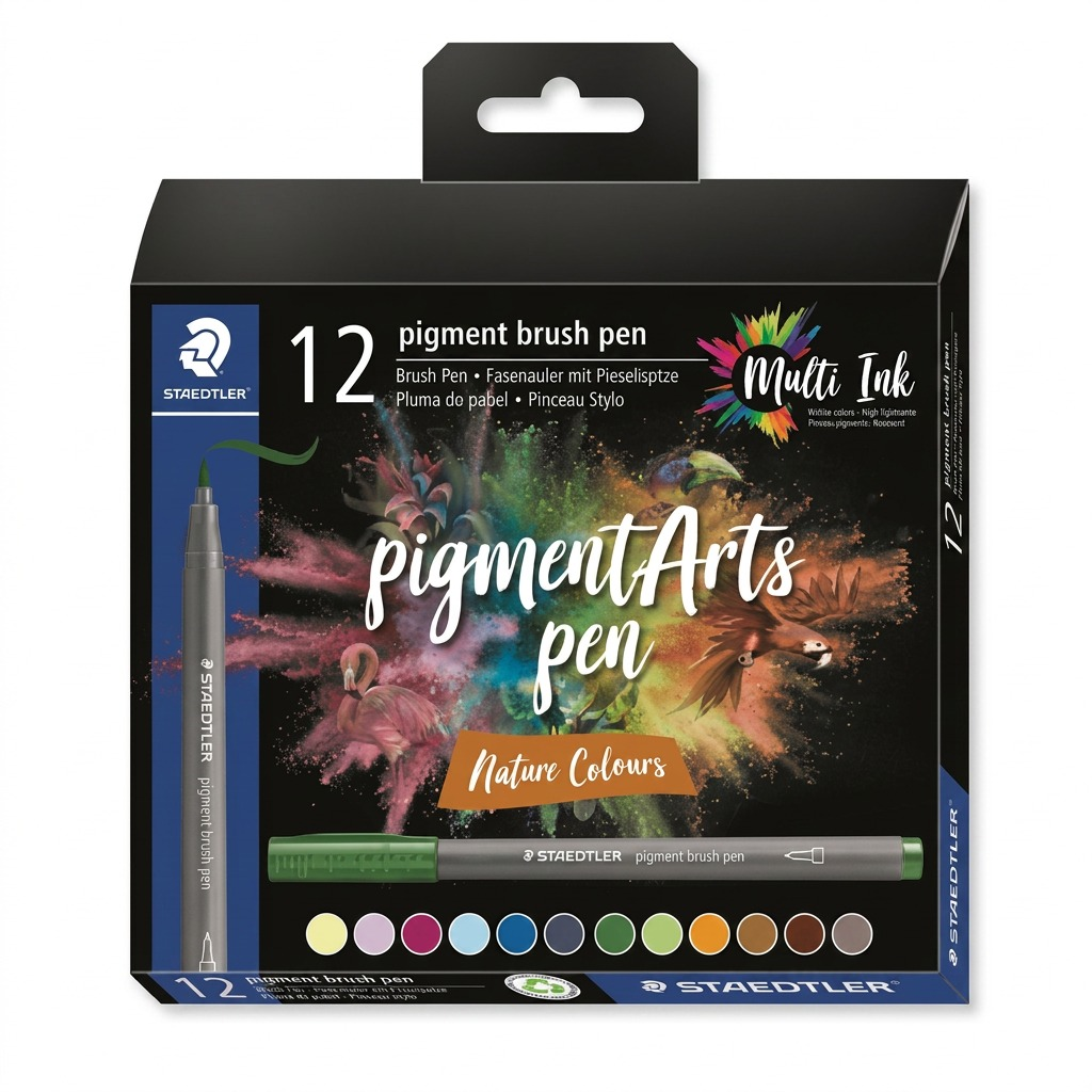 STAEDTLER Pigment Arts Brush – Lot de 12 couleurs nature, réf. 371-C12-3-10-35 — vue 1