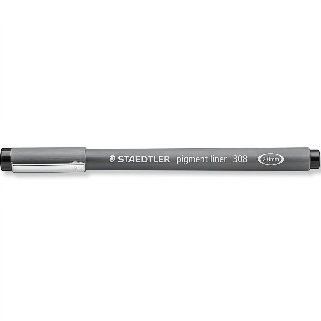 STAEDTLER Pigment Liner – Fineliner noir 2,0 mm, réf. 308-C2-9M — vue du produit sur fond clair