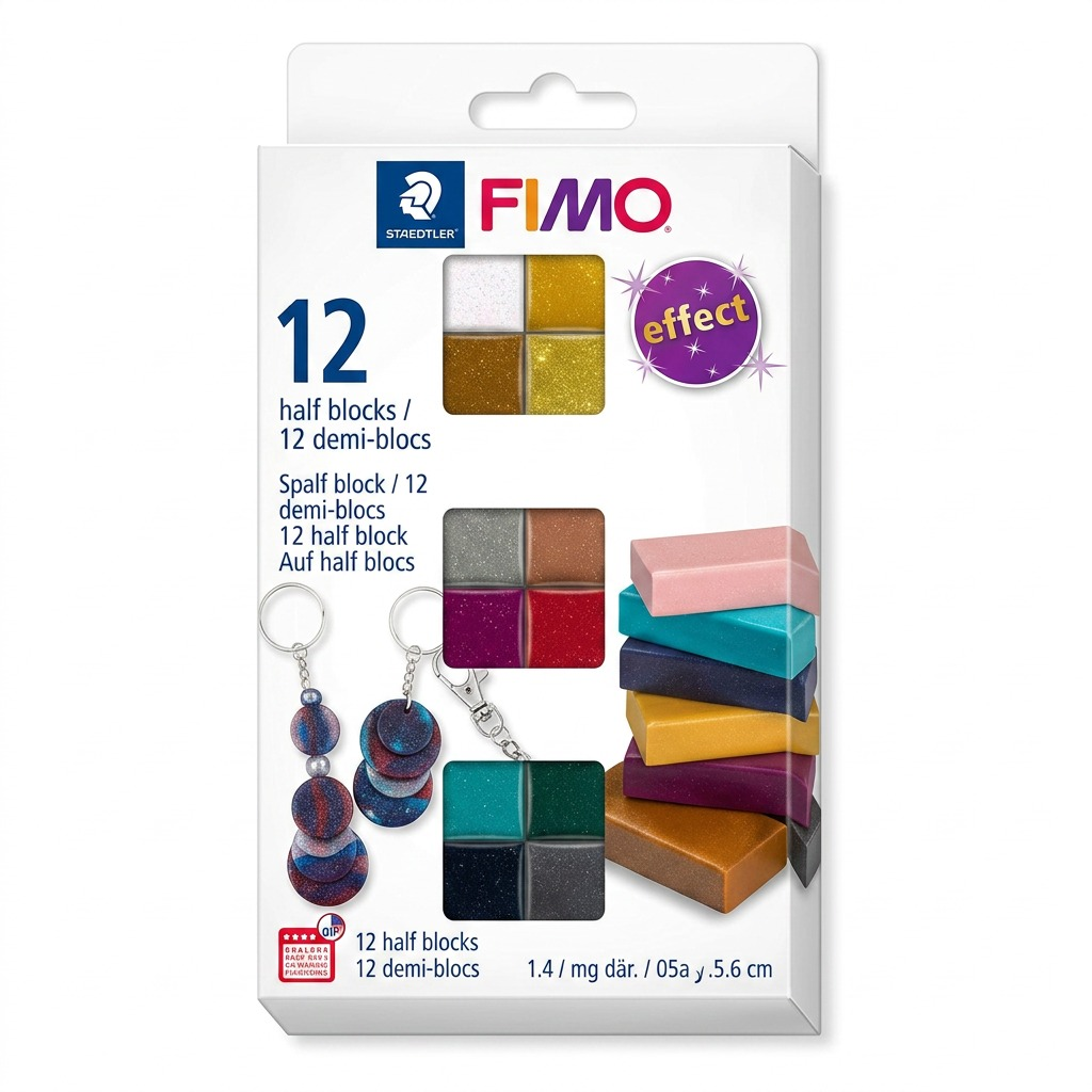 FIMO Effect Sparkle (Scintillant) – Lot de 12 couleurs, réf. 8013-C12-4 — vue du produit sur fond clair
