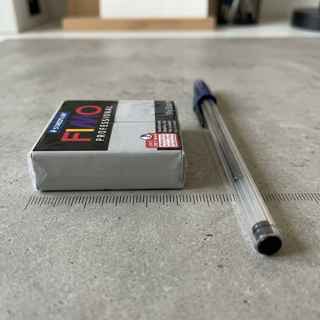 High-resolution hero shot of STAEDTLER FIMO Professional Dolphin Gray modeling clay block on white background.